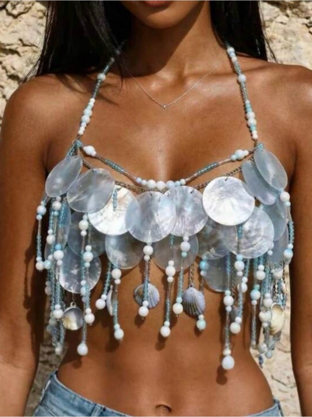 Shell & Bead Fringe Top
